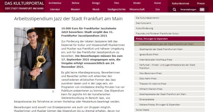 31. Frankfurter Jazzstipendium